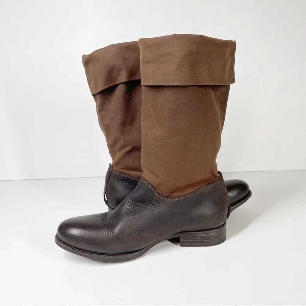 AUSTRAILIA LUXE COLLECTIVE Waxed Canvas Leather Boots Women’s 6 Heritage Utility